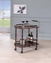 Coaster Palmer 2-tier Serving Cart Merlot and Brass Model 3512